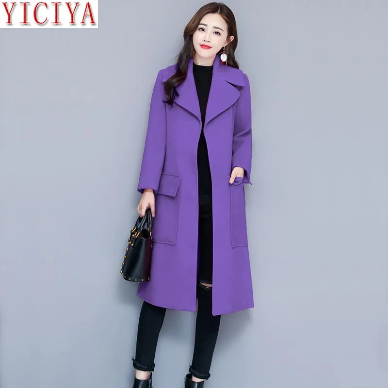 YICIYA женская розовая куртка на осень-зиму шерстяное пальто размера плюс большие длинные blazet костюмы зауженные мужские пальто элегантная верхняя одежда - Цвет: purple