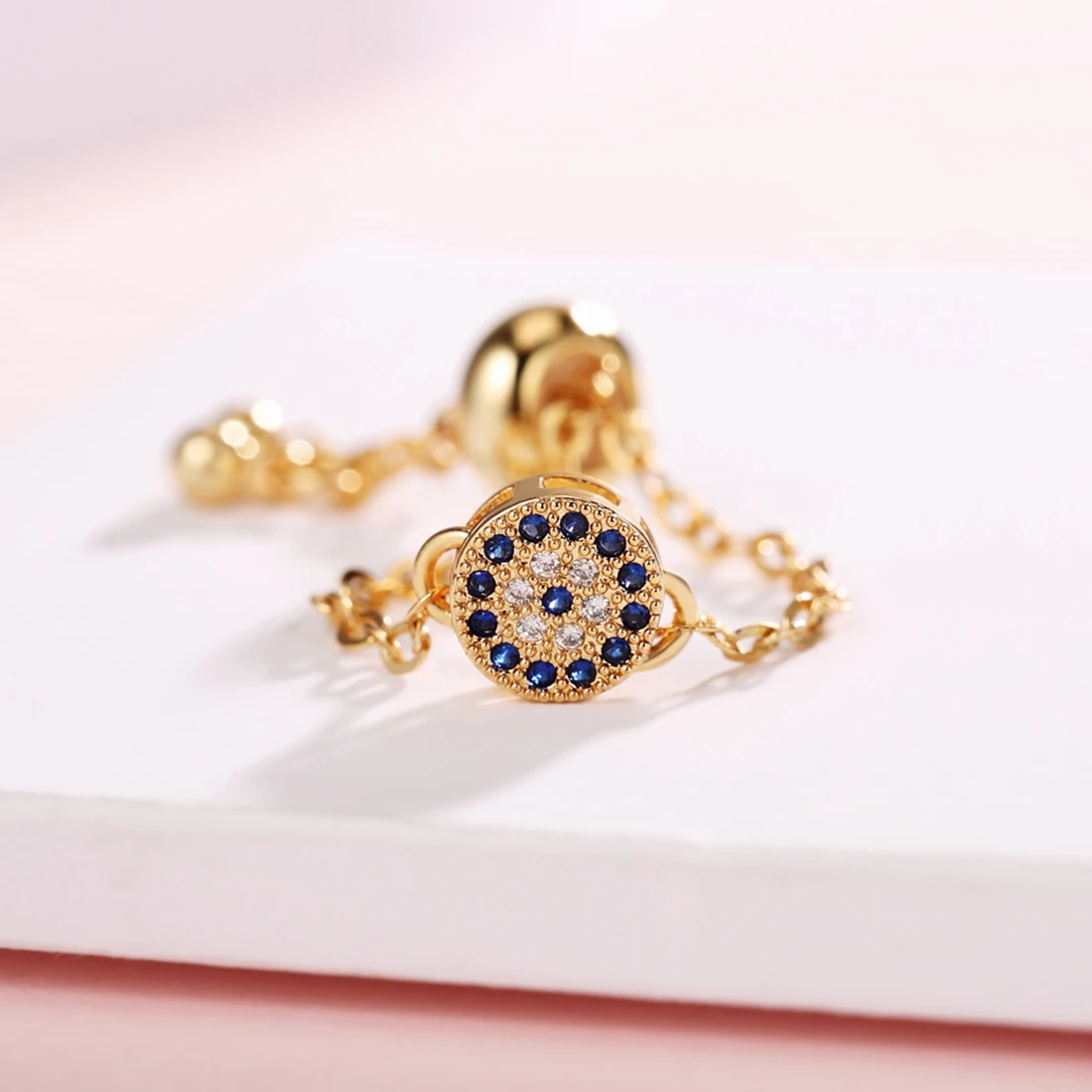 Роскошное турецкое очаровательное кольцо, изысканная Регулируемая цепочка, шикарное ювелирное изделие, знак лаки для модных женщин, золотого цвета, кольца на палец