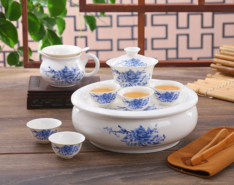 

8pcs set, fine bone china gongfu tea set, ceramic gaiwan chinese tea set with tray, porcelain kung fu tea ceremony, tea travel