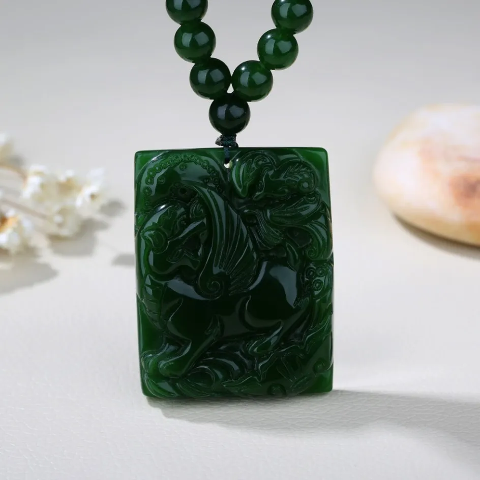 Шпинат зеленый штрихи Pixiu кулон мужские и женские модели