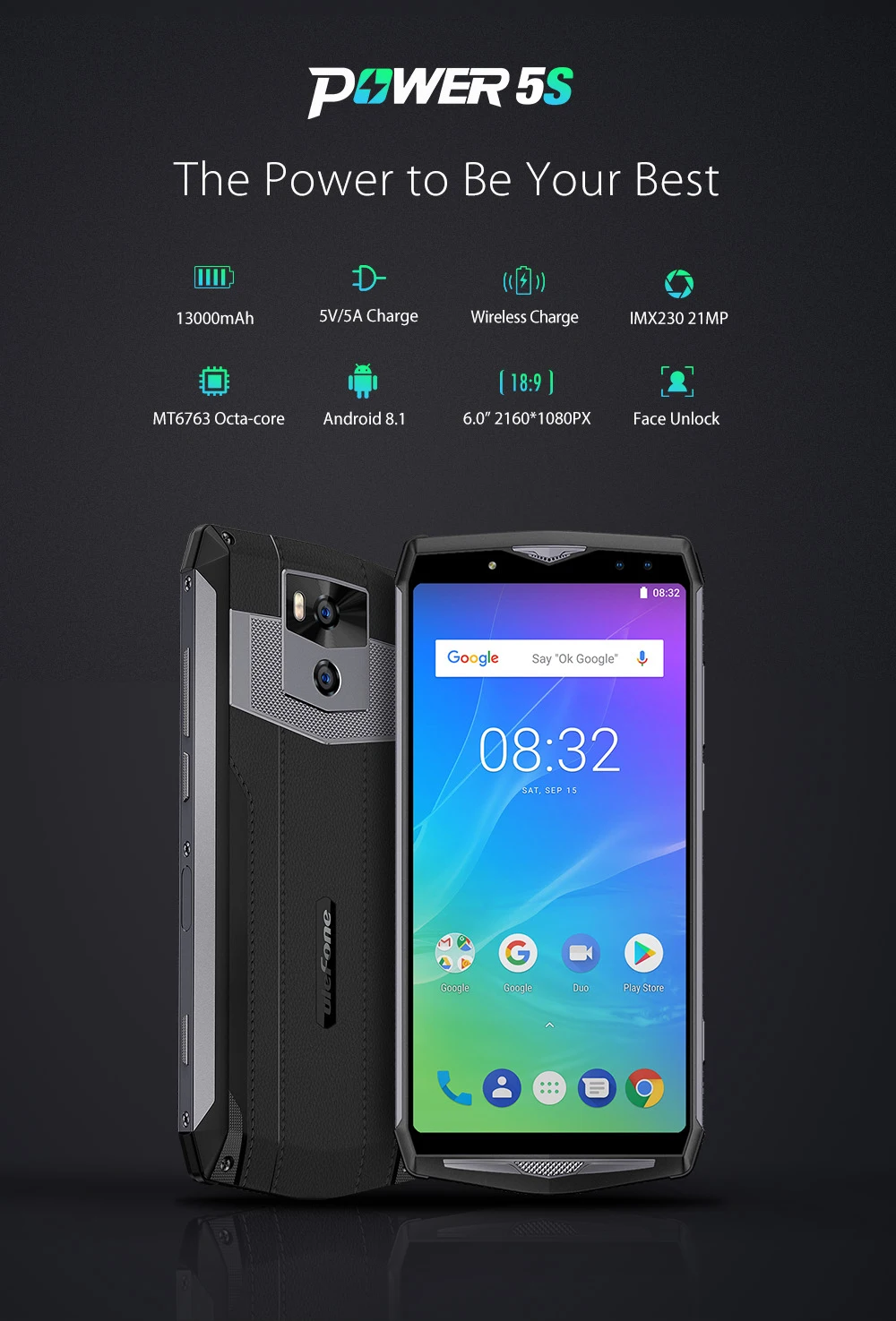 Ulefone Power 5S 6.0 Inch 18:9 Full Screen Face ID Mobile Phone MTK6763 Octa Core 21MP Dual Cams 4GB+64GB 13000mAh Fingerprint Ulefone Power 5S 6.0 Inch 18:9 Full Screen Face ID Mobile Phone MTK6763 Octa Core 21MP Dual Cams 4GB+64GB 13000mAh Fingerprint
