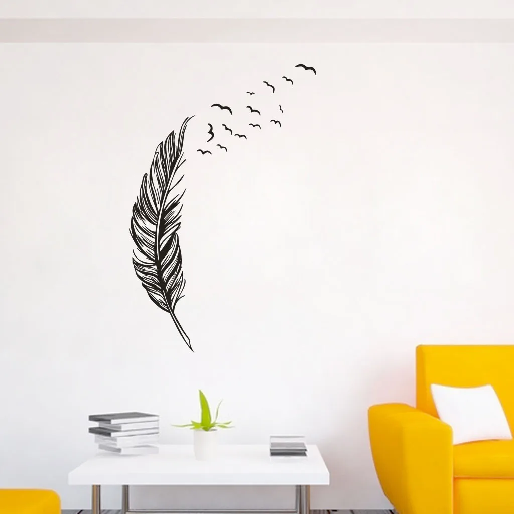

Art Vinyl wall sticker Feather Infinity Sign Removeable Boho Bedroom Car Window Room Decorative Decal Poster HX0710