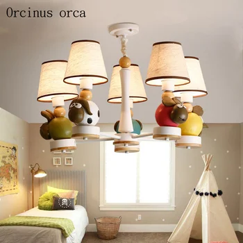 

Cute cartoon lambs chandeliers boys girls bedroom children's room lights American creative personality animal resin chandeliers