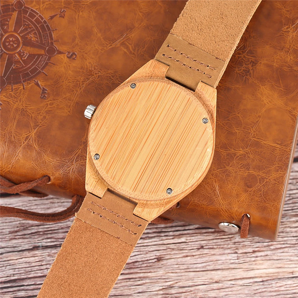 YISUYA Men Wooden Watch Argentina Che Guevara Design Bamboo Genuine Leather Strap Quartz Wristwatch for Gift (3)