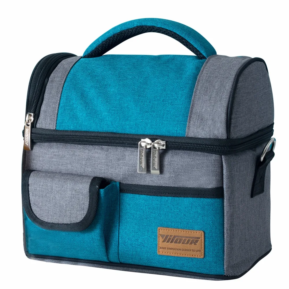 

YITOUR Two Layer Picnic Bag Thermal Insulation Waterproof Portable Picnic Insulated Food Storage Box Tote for Kid Women Men