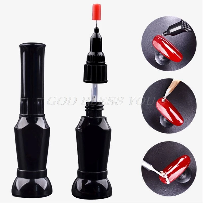 

Rhinestones Nail Glue For False Nails Art Tips Clear Point Drill Gel With Needle Manicure Decoration 12ml Nail Art Equipment
