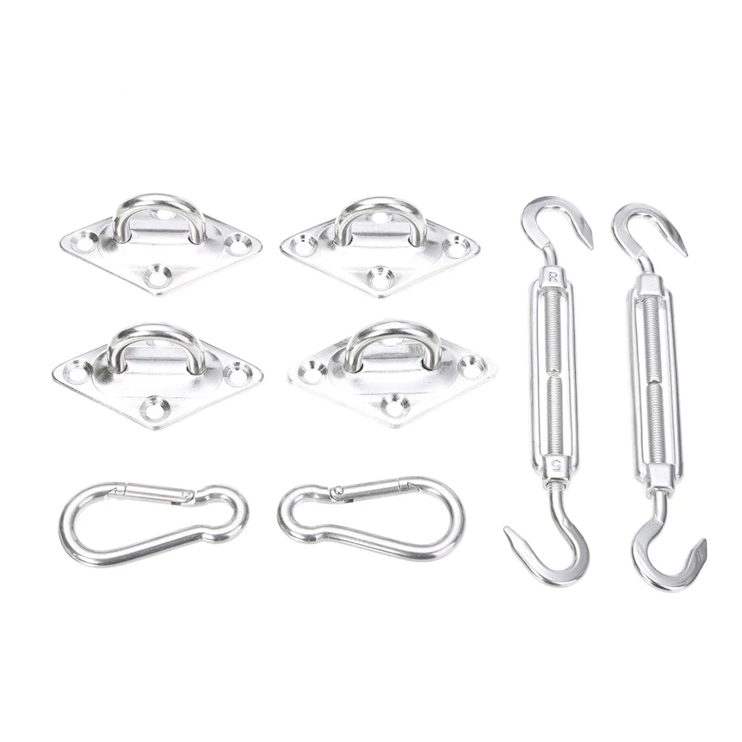

Mayitr 8PCS Stainless Steel Shade Sail Sunshade Sail Hardware Mounting Set Turnbuckle Carbine For Hardware Installation Kit