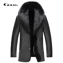Gours зимняя куртка из натуральной кожи мужская одежда из натуральной овчины пальто из овчины куртки и пальто из шерсти с воротником из лисьего меха