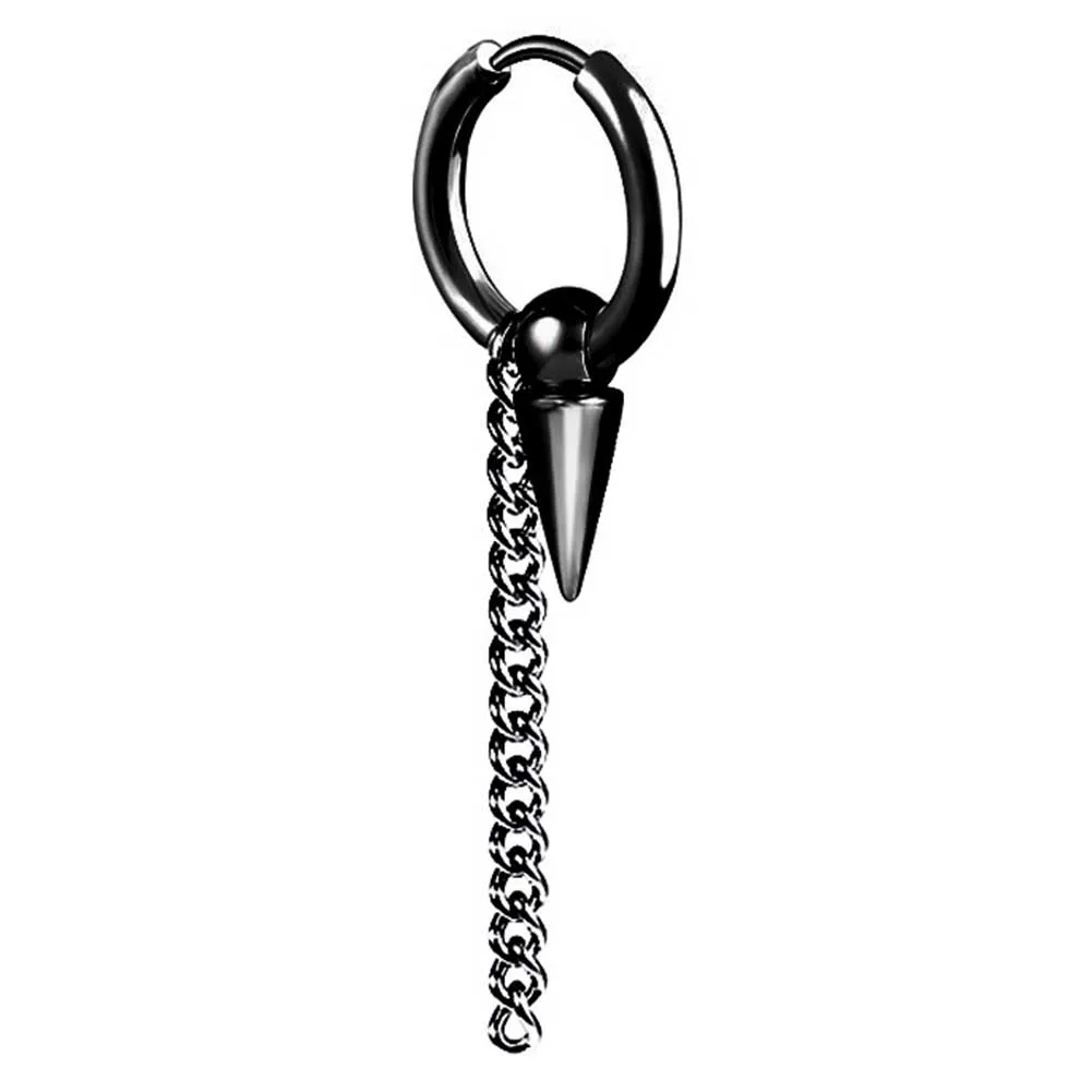 Stainless Steel Men's Long Chain Ear Clip Wrap Street Prevent Allergy Drop Earrings