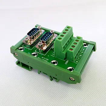 

D-SUB DB9 DIN Rail Mount Interface Module,Double Male Header Breakout Board, Terminal Block, Connector.