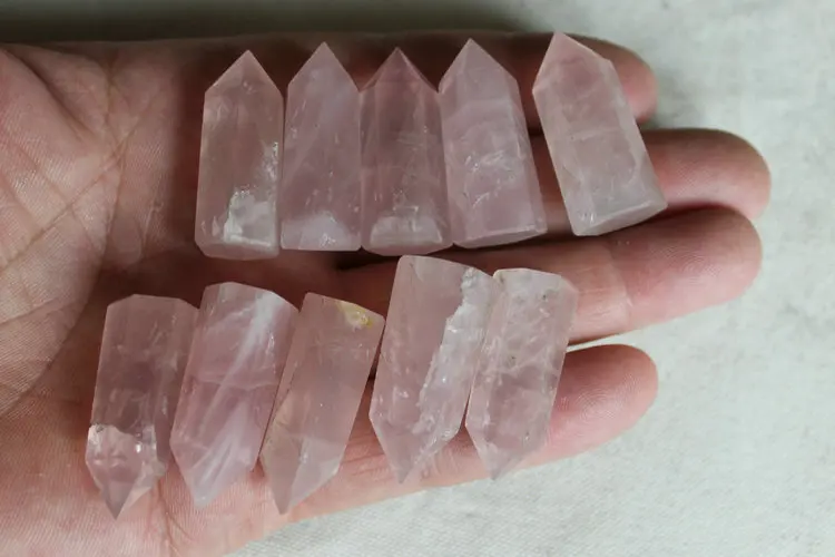 

10 Pieces TINY NATURAL NICE ROSE QUARTZ CRYSTAL POINTS HEALING ,Wholesales Free Shipping