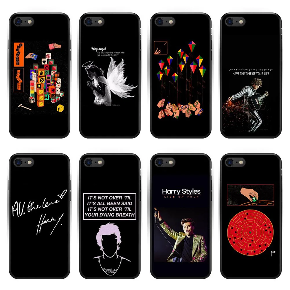 

One Direction Tattoos Harry Styles Phone Case For iPhone X (5.7) 5 5S SE 6 6SPlus 7 8 Plus XR XS Max Soft Black Silicone Cover