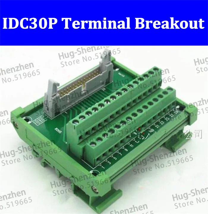 

IDC30P IDC 30 Pin Male Connector to 30P Terminal Block Breakout Board Adapter PLC Relay Terminals DIN Rail Mounting Shell--1pcs