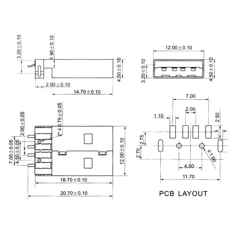 10 шт. USB 2,0 Мужской Тип 4 контакта SMD 180 градусов SMT Мужской USB Разъемы раковина Тип пластины