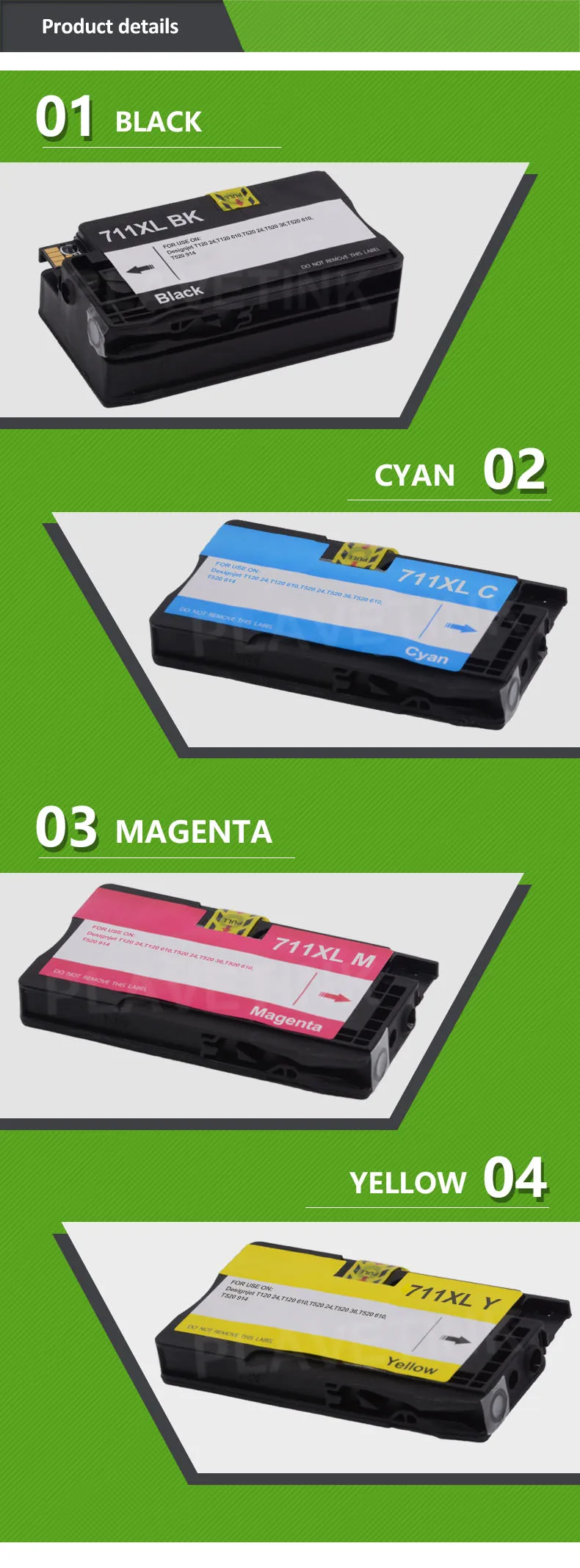 Plavetink 711 картридж Замена для hp 711 чернильные картриджи для принтера для hp 711 Designjet T120 T520 24-в ePrinter с чипом