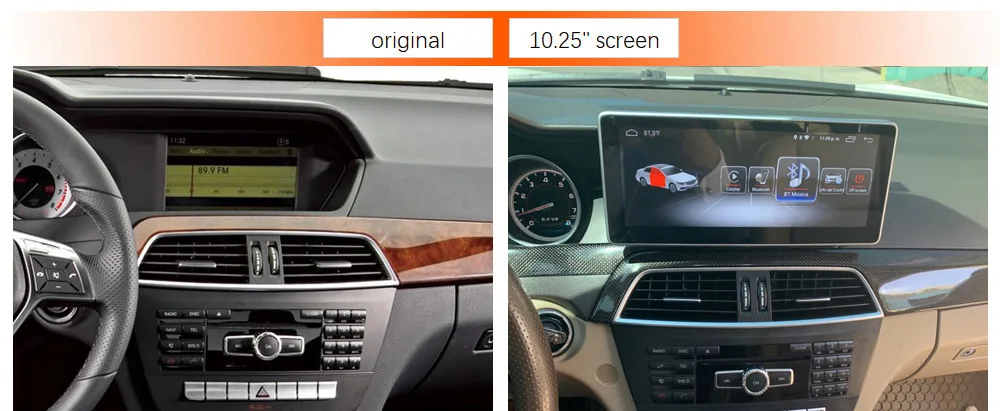 Cheap 8-Core 4+46G Car Android 10.25 inch Display for Mercedes Benz C Class W204 2011-2013 Command System Upgrade Head Up Screen 6