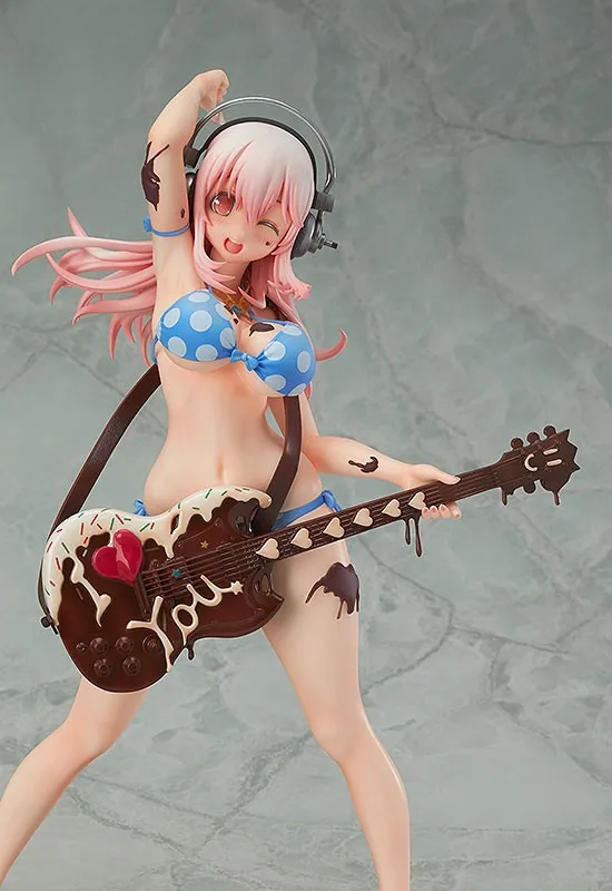 25 см аниме фигурка Супер Sonico шоколад и гитара бикини девушка Ver 1/7 Масштаб ПВХ подарок на день Святого Валентина Косплей детская игрушка
