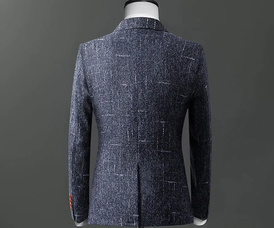 Yufeiyan Повседневное Для мужчин Блейзер 4XL Slim Fit Свадебный костюм Демисезонный Однобортный цвет: черный, синий серый пиджак в деловом стиле