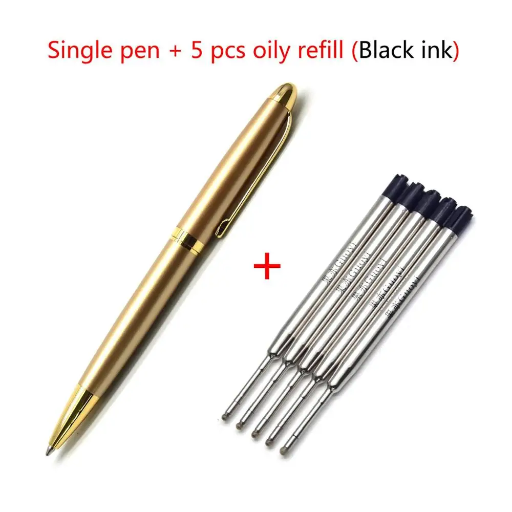 Gold-5 Black refill CCCAGYA A006 металлическая шариковая ручка, 5 цветов, для обучения, офиса, школы, канцелярские принадлежности, Подарочная роскошная ручка и бизнес-ручка для отелей - Color: Gold-5 Black refill