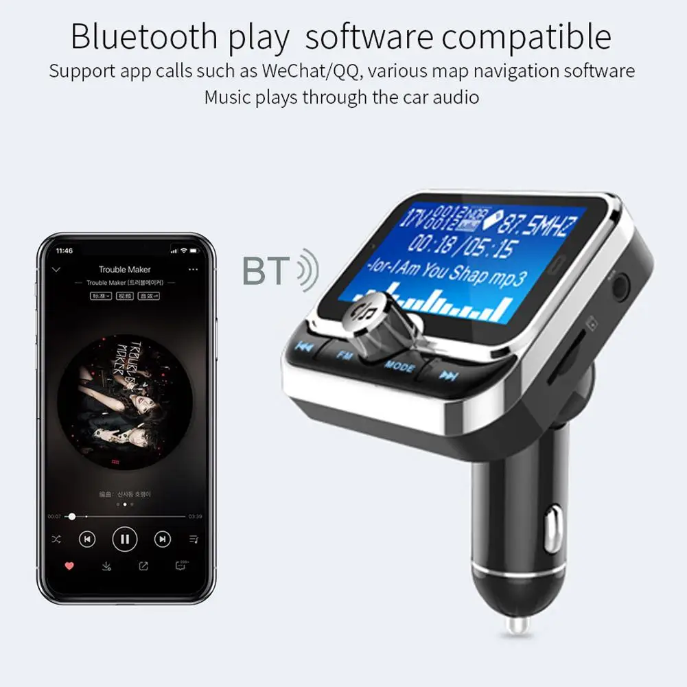 Автомобильный Bluetooth fm-передатчик MP3 с большим экраном карты многофункциональный беспроводной радио адаптер громкой связи