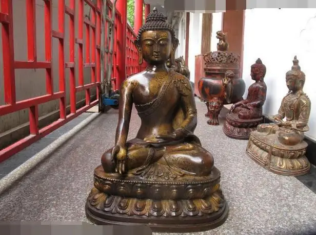 

26.5"Tibet Buddhism Monastery Bronze Gild Sakyamuni Buddha ancestors Statue