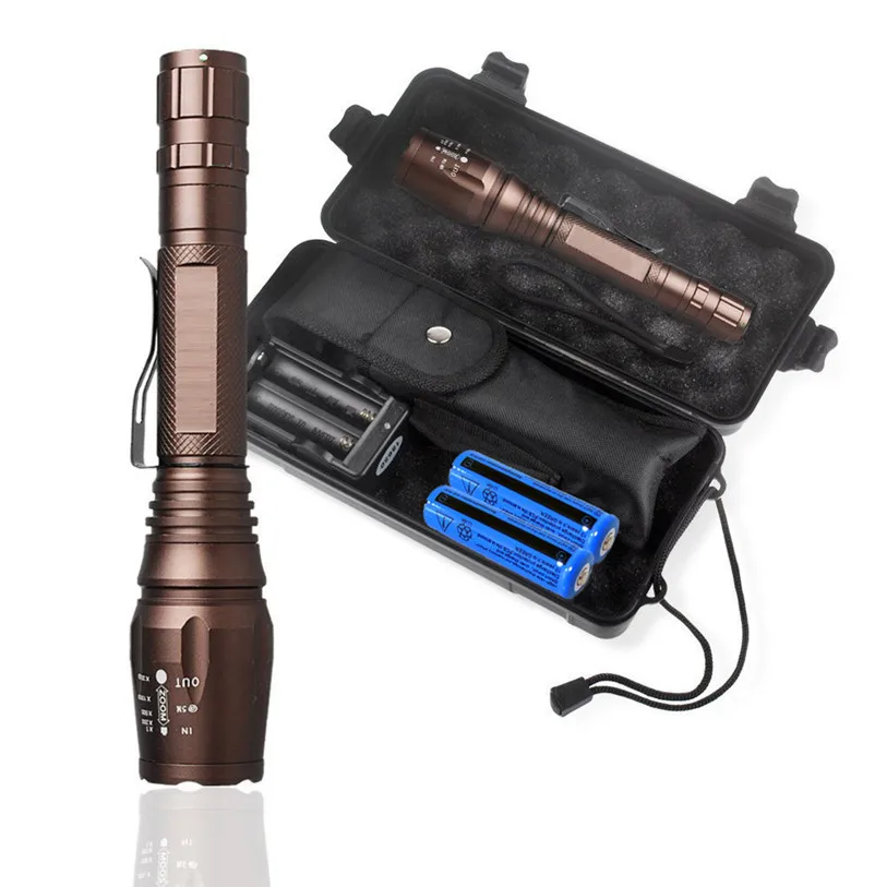 

New X800 Zoomable XML T6 LED Tactical Flashlight+18650 Battery+Charger+Case Outdoor Cycling Accessories High Quality Apr 3
