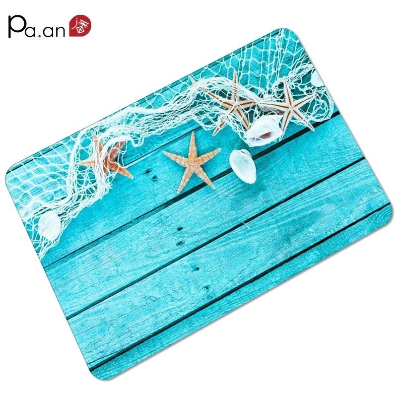 

1pcs American Style 40x60cm Non-slip Mat Polyester Cartoon Starfish Shell Printed Home Living Room Bathroom Floor Mats