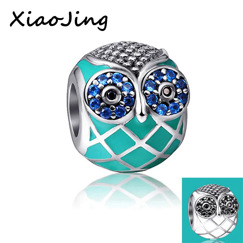 

Aliexpress 925 Sterling Silver diy craft Owl Beads with CZ&enamel Fit Authentic European charms Bracelet Jewelry making Gifts
