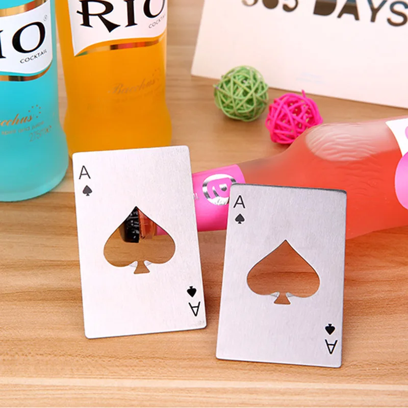 

1pc Creative Spades Poker Card Shape Bottle Openers Stainless Steel Beer Wine Soda Opener Bar Kitchen Gadgets