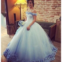 Синие Бальные платья Золушки, бальное платье с открытыми плечами, Vestidos De 15 Anos, Тюлевое элегантное платье с аппликацией