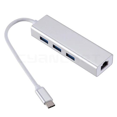 Адаптер type-C Док-концентратор USB-C 3,1 к USB 3,0x3 Ethernet LAN RJ45 сетевая карта конвертер передачи данных для ноутбука MacBook Windows - Цвет: Серебристый