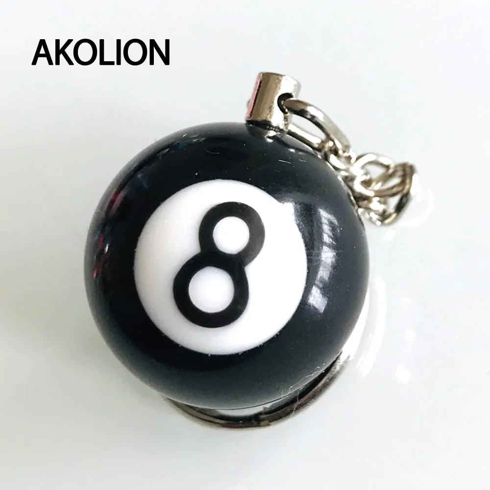 

Fashion Creative Unisex Billiard Pool Keychain Table Ball Key Rings Lucky Black NO8 KeyChain 25mm Resin Decorate Key Rings 2019