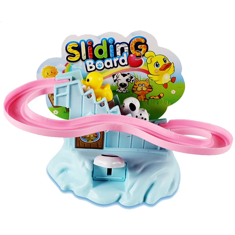

Animals Rotating Slide Toy Funny Cartoon Children Kids Gift Non-electric Tracks Climbing Plastic Pink Blue Color 10*15*7cm