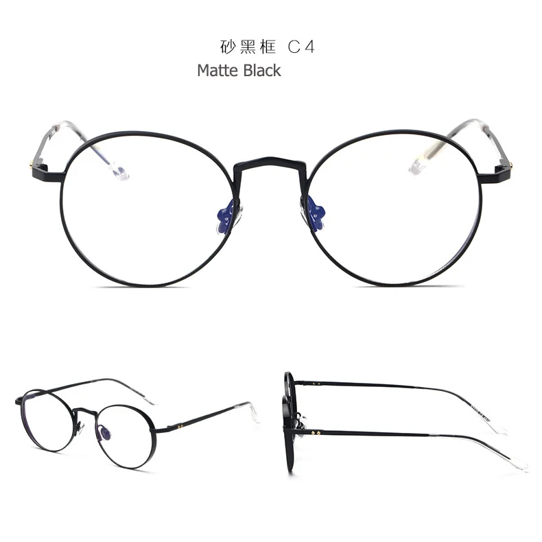 JackJad новые модные мужские и женские круглые металлические простые очки Liberty, фирменный дизайн, оправа для очков, оправа для очков Oculos De Grau - Цвет оправы: C4 Matte Black