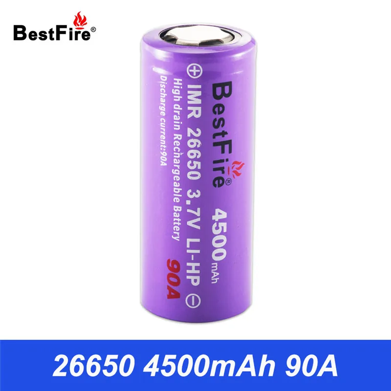 

26650 Battery Li-ion Rechargeable Battery 3.7V Lithium Bateria IMR 4500mAh 90A for E Cigarette Vape Mod LED Flashlight B200