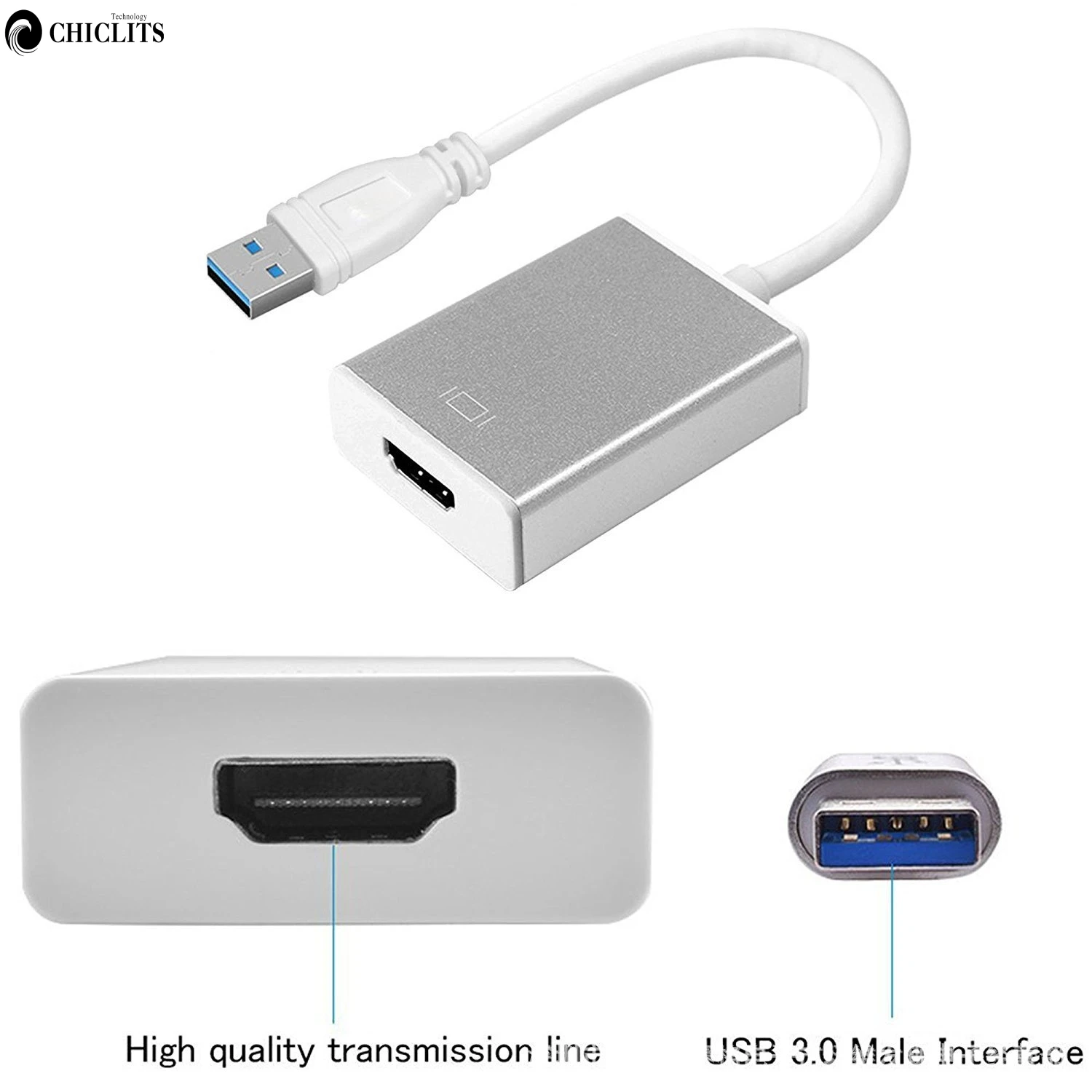 H USB 3,0 к HDMI адаптер Женский видеокабель HDMI конвертер для ноутбука HDTV HDMI выход Поддержка 480 P/576 P/720 P/1080 P