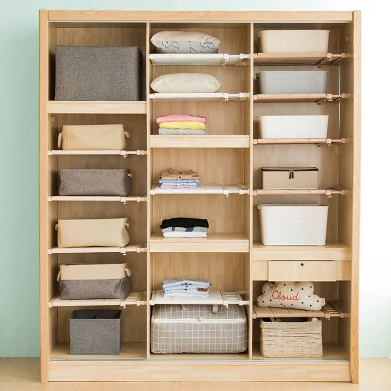 Wardrobe Closet Organizer Storage Racks Layered Partition Board Shelves Kitchen Commodity Shelf 4 SIZE