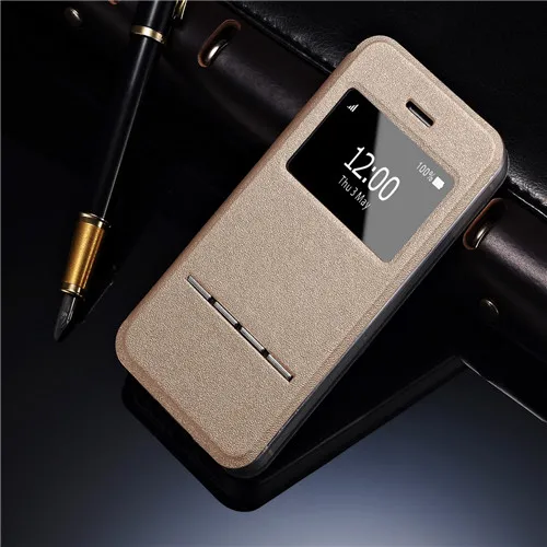Gold NFH оболочка для iPhone 6 6s чехол Роскошный умный вид Окно Флип из искусственной кожи чехол на 6 6s матовый корпус Дисплей Стенд протектор крышка - Цвет: Gold