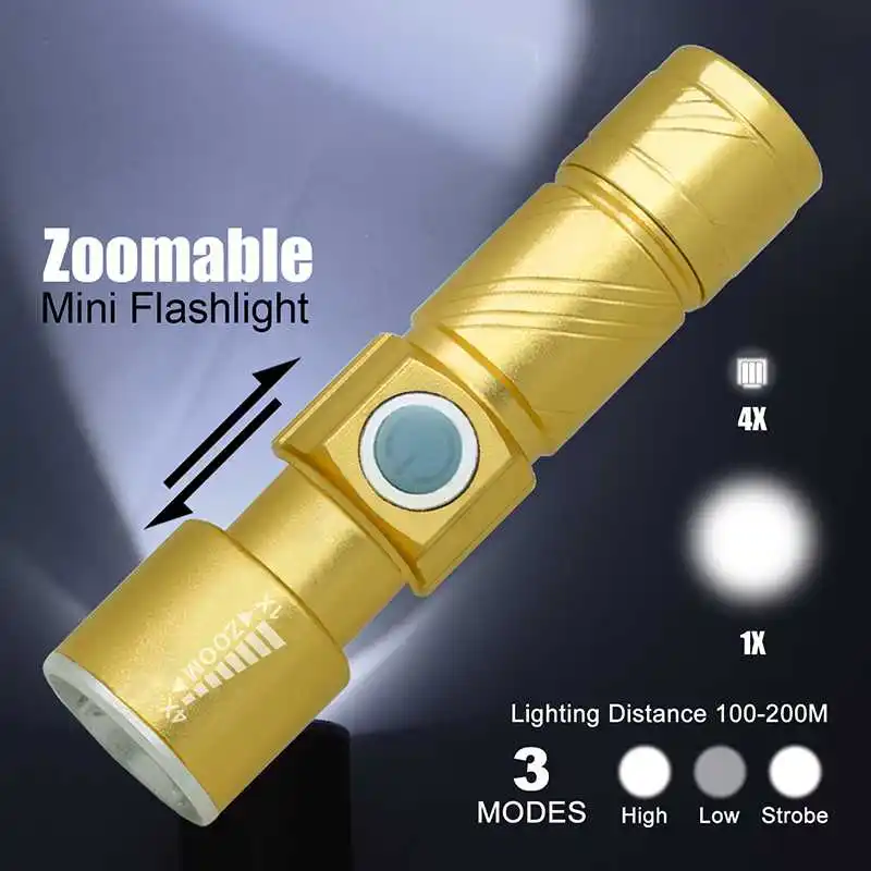 Modos de Flash Luz da Bicicleta 2000 Lumen Zoomable Recarregável Usb Luz da Bicicleta Focalizável Lanterna Led Torch Bateria Embutida 3 Lâmpada 3 Cheap 2000 lumen usb
