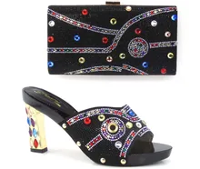 Edles Design Italien Mode Frauen Schuhe Und Taschen Zu Entsprechen Für Afrikanische Partei Oder Hochzeit Top Guality schwarz Farbe!! HQ1-1