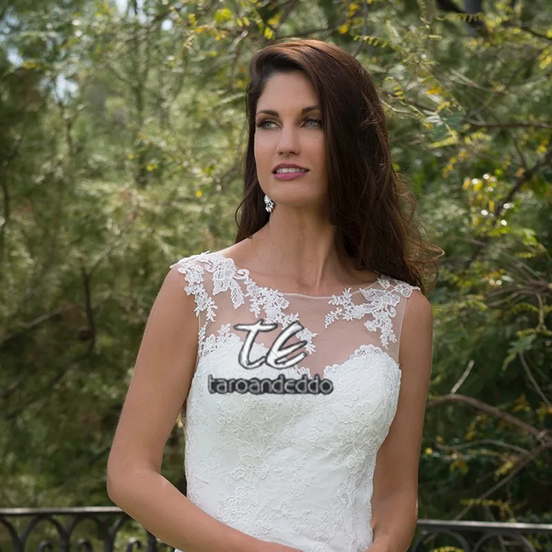 Свадебное платье русалки 2019 Vestido de Festa Longo, свадебное платье без рукавов, кружевное с пуговицами, свадебное платье