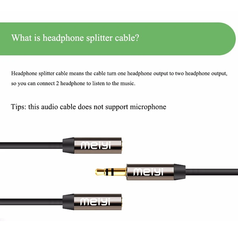 MEIYI 3.5 mm Jack Aux Audio Cable 1 Male to 2 Female Headphone Splitter Y Extension Cable for Car Phone Tablet Audio Cable MEIYI 3.5 mm Jack Aux Audio Cable 1 Male to 2 Female Headphone Splitter Y Extension Cable for Car Phone Tablet Audio Cable