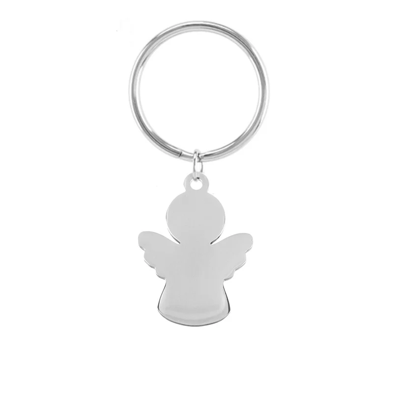 

Angel Charm Metal Connection Key Ring Stainless Steel Keychains Pendant Key Fob Birthday Gifts for Friend 2018 New Best Wishes