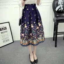Long skirt,new Printing Elegant saia,elastic Waist skirt,women Maxi Skirt Fashion jupe,Korean Style Pleated Wild Skirt TT1218