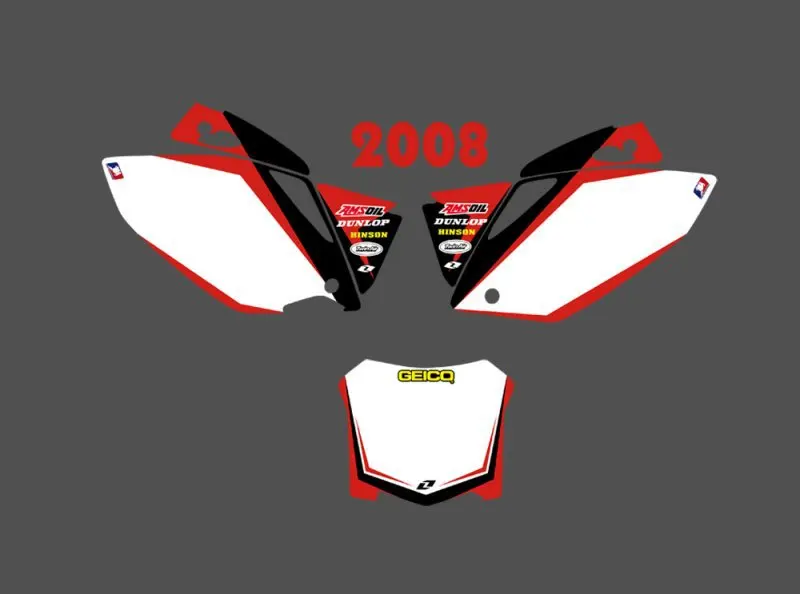 H2CNC графика и фон наклейки Наборы для Honda CRF450 CRF450R 2008 CRF 450 450R|sticker kit|team graphicsdecal kit |