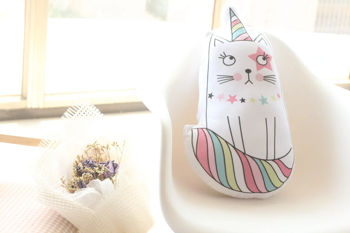 Creative Unicorn Cat Ice Cream Rainbow Cushion with Inner Stuffed Cute Pillow Home Decor Birthday Christmas Gift