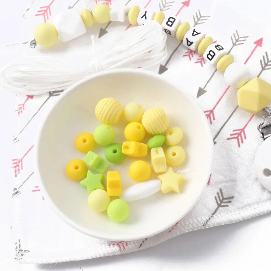 

Silicone Beads 20PCS Baby Teether Set Baby Teething Rodent Food Grade Silicone DIY Children Necklace For Pacifier Chain Toys
