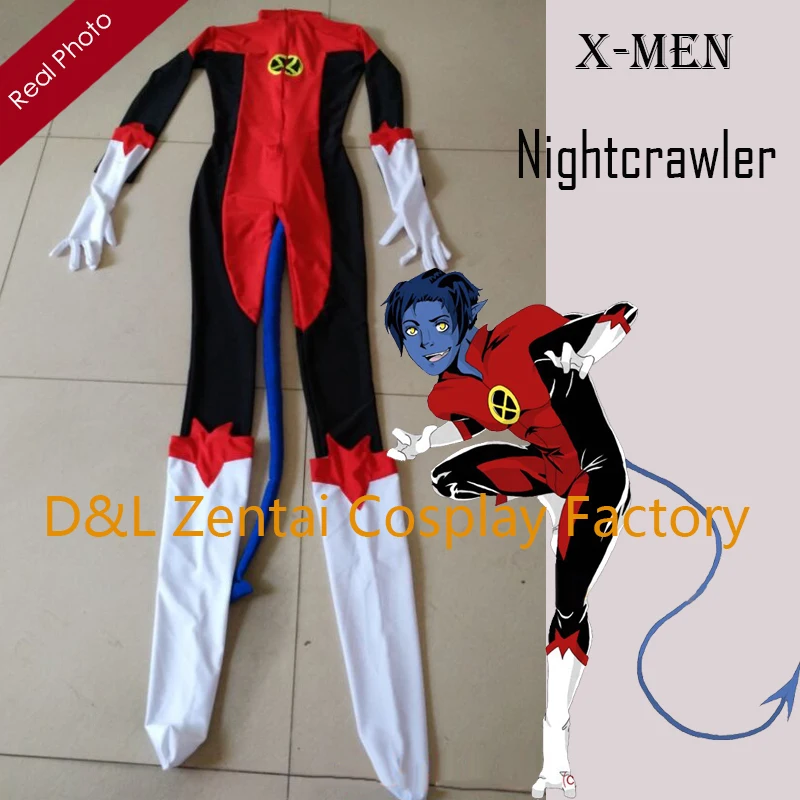 DHL X-men Nightcrawler Kurt Wagner костюм супергероя красный Облегающий комбинезон из синтетической эластичной ткани Хэллоуин Косплей Костюм XM108