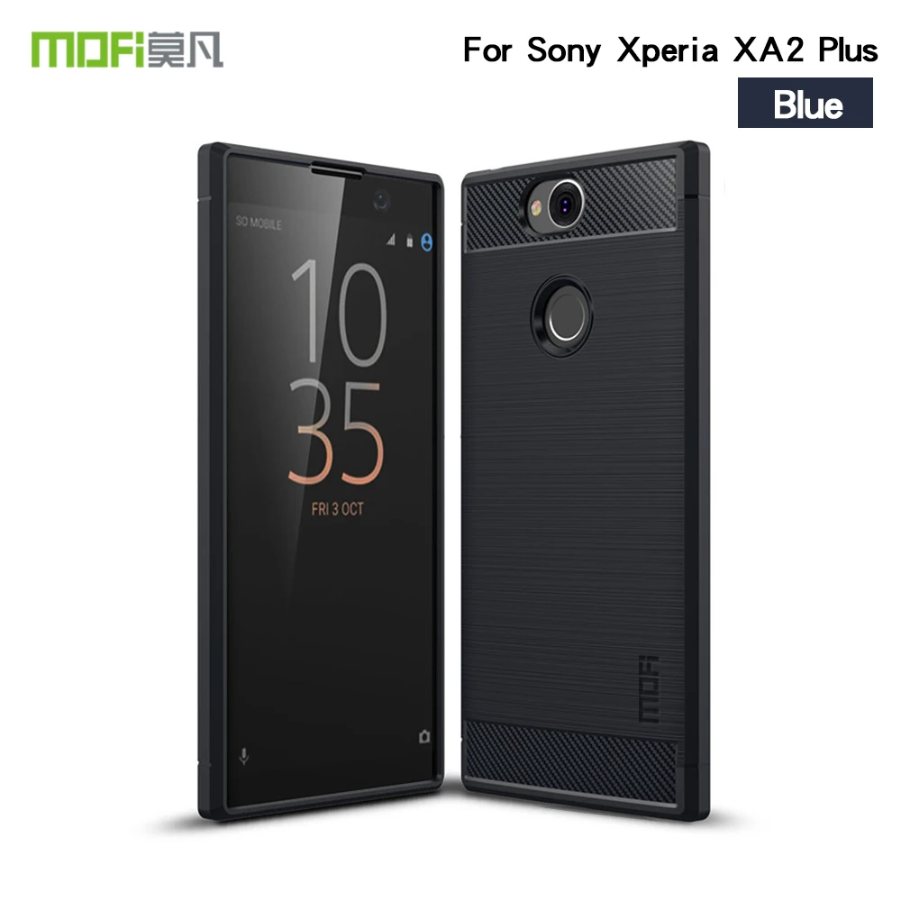 Серый Mofi защитный чехол для sony Xperia XA2 плюс углерода чехол для телефона чехол, мягкий, из силиконового материала бампер чехол для Xperia XA2 плюс задняя крышка - Цвет: Серый