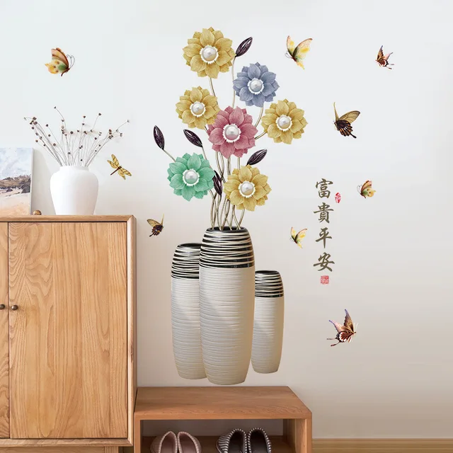 Cheap Modern Traditional Chinese Wall Sticker flowers Flower Vase Butterfly Decor Applique bedroom Dining Room Entrance Diy Wallpaper Cheap Modern Traditional Chinese Wall Sticker flowers Flower Vase Butterfly Decor Applique bedroom Dining Room Entrance Diy Wallpaper